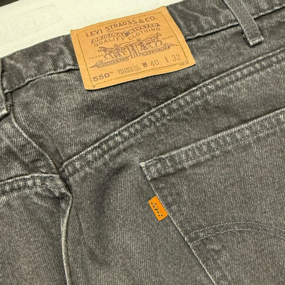 Levis 550 Jeans Mens 40x32 Gray Charcoal Wash Relaxed baggy Vintage 90s Casual